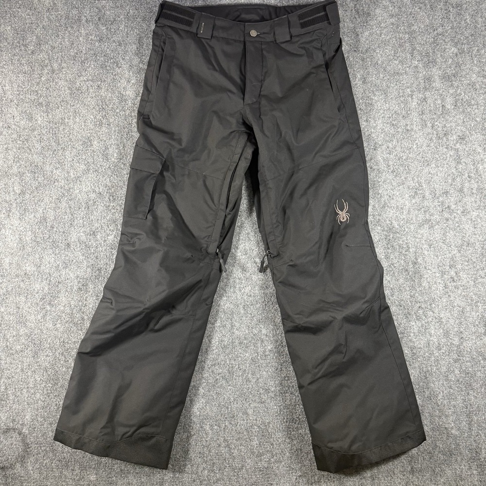 Spyder Pants Mens Medium Black Insulated Ski Snow Adjustable Waist Pockets